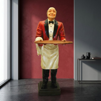 Statua di butler Figure Figure Statue Sculture Ristorante Albergo 180cm Ripiano Nuovo
