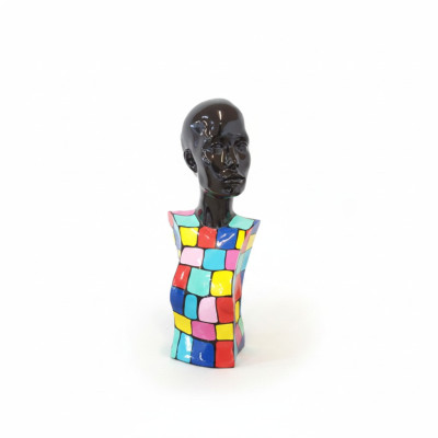 Scultura astratta del busto di una donna in stile anni '70, statue figure scultoree soggiorno.