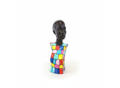 Scultura astratta del busto di una donna in stile anni '70, statue figure scultoree soggiorno.