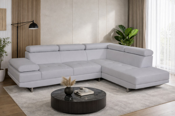 Angolo in pelle con USB Moderno XXL Divano angolare in pelle L-Form B2003