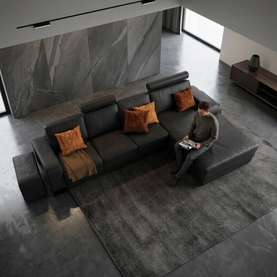 Esclusivo divano d'angolo in pelle. Design elegante per un'eleganza senza tempo.