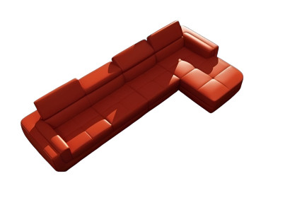 Divano ad angolo in pelle + USB, divano a L Tettau rosso