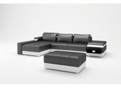 Divano ad angolo + USB, Divano ad angolo Sofa Couch, Set di rivestimenti in pelle per divani, Chaiselounge per salotto.