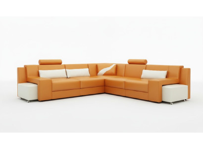 Wohnlandschaft Polster Ecke Eck Sofa mit USB Garnitur Landschaft Leder V015B Neu  Soggiorno imbottito divano a forma di L con USB set in pelle paesaggio V015B nuovo