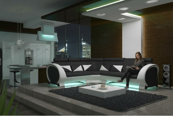 Divano angolare di design, set di divani da soggiorno con USB, imbottito, divano lounge, divani, divani.