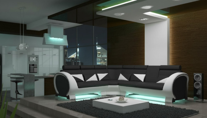 Divano angolare di design, set di divani da soggiorno con USB, imbottito, divano lounge, divani, divani.