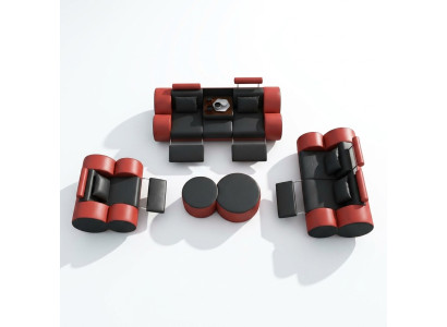 Divano in pelle 3+2+1 posti con USB, divano relax, set di divani imbottiti Madrid.
