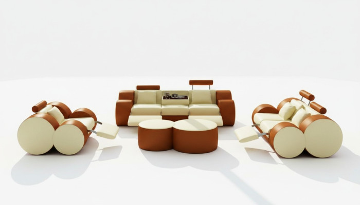 Divano in pelle 3+2+1 con USB Relax Divano Set Divano Set da salotto Poltrona composizione