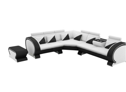 Divano ad angolo design con USB, set di imbottiti per soggiorno.
