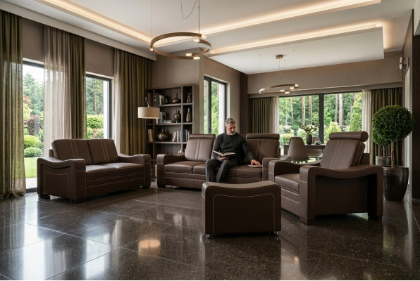 DIVANO IN PELLE Su Misura DIVANO SOF 3+2+1 USB SOFA SET IMBOTTITURA NUOVO