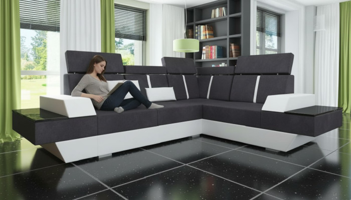 Design divano angolare + USB Soggiorno divano divano angolare Stoff Leder su misura Nuovo