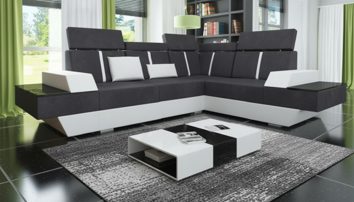 Design divano angolare + USB Soggiorno divano divano angolare Stoff Leder su misura Nuovo