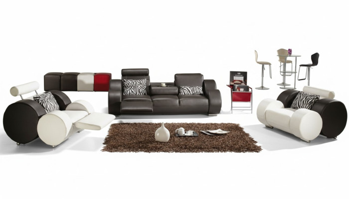 DIVANO IN PELLE DIVANO IN PELLE 3+2+1 CON USB SET DI DIVANI DIVANI DESIGNER NUOVI SOFA