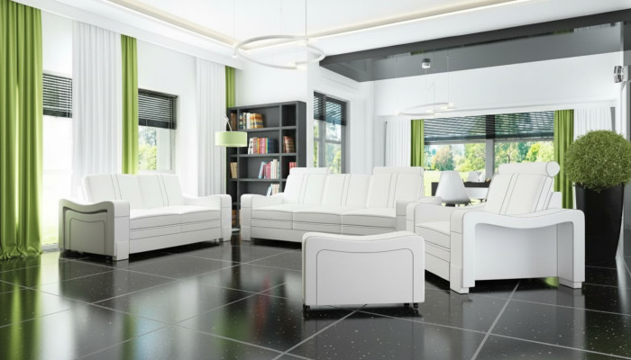 DIVANO IN PELLE 3+2+1 DIVANO +USB SET DI RIVESTIMENTO DIVANO POLTRONA SOFA DESIGN SOFA SOFÀ NUOVO
