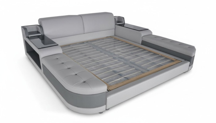 Design di lusso letto + imbottitura USB Hotel Moderne letti in pelle 140/160/180/200