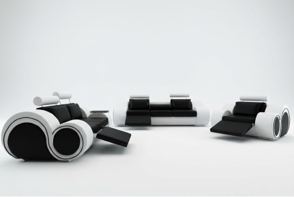 Divano con USB, set di rivestimenti 3+2 posti, divano design in pelle su misura.