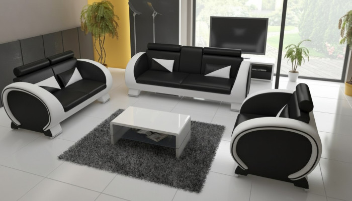 DIVANO IN PELLE CON USB, DESIGN SET 3+1 SU MISURA, SET DI TAPPEZZERIA PER DIVANO, DIVANO IMBOTTITO NUOVO