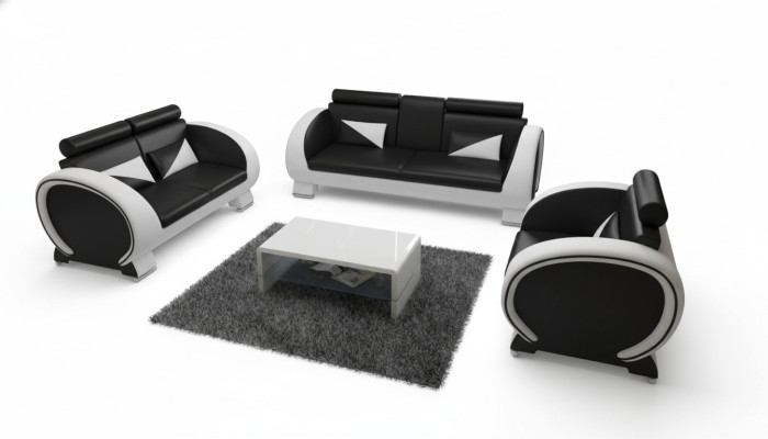 DIVANO IN PELLE CON USB, DESIGN SET 3+1 SU MISURA, SET DI TAPPEZZERIA PER DIVANO, DIVANO IMBOTTITO NUOVO