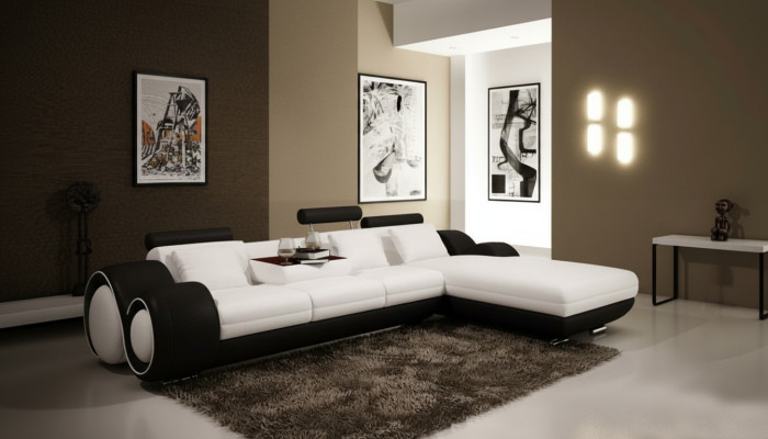 Design brevettato divano angolare + USB imbottitura in pelle angolo salotto BERLINO