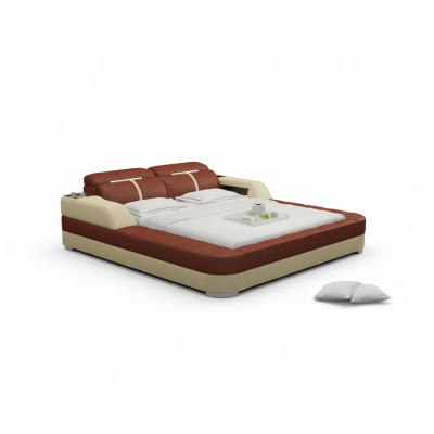 Letto matrimoniale moderno in pelle di lusso con porte USB, design imbottito. Matrimoniale moderno matrimoniale LB8823 140/160/180