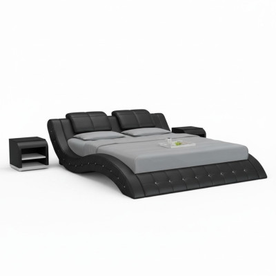 Lusso letto in pelle con USB imbottito Letto matrimoniale moderno Matrimoniale 140/160/180 cm