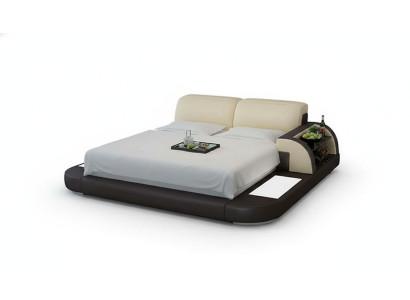 Letto design XXL, letti enormi in pelle da hotel 180x200 con scaffale multifunzionale USB.