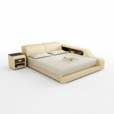 Design Letto Imbottito Matrimoniale Moderne Camere da Letto 200x210 cm con USB e Mensola
