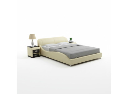 Design Letto Imbottito Matrimoniale Moderno con USB & Ripiano 200x210 cm