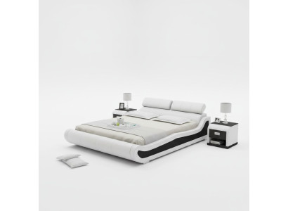 Letto matrimoniale di lusso in pelle con USB, letto imbottito doppio moderno, matrimoniale 140/160/180 cm