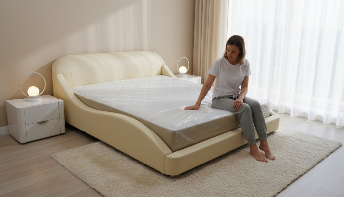 Lussuoso letto con USB imbottito con pelle moderno per hotel letto matrimoniale 140/160/180/200 cm.
