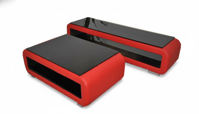Tavolino design in pelle imbottita in vetro moderno Tavolo CT9010 + RTV TS1010 + USB