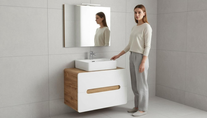 Lavabo da bagno con lavabo da appoggio 80 cm