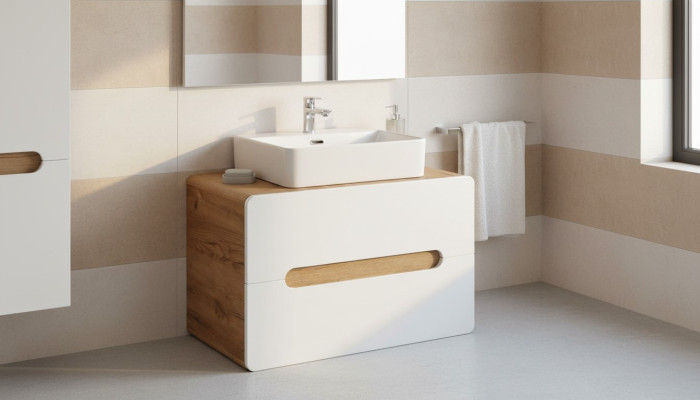 Lavabo da bagno con lavabo da appoggio 80 cm