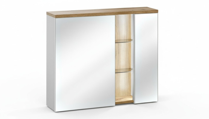 Mobile ad angolo con specchio e lampade a LED da 80 cm.