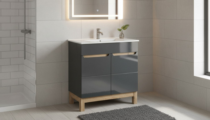 Mobile con lavabo grigio di alta qualità