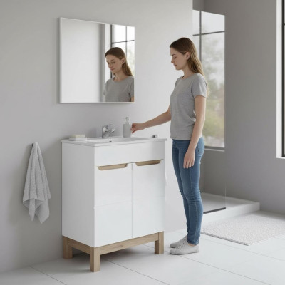 Lavabo mobile sottolavabo lavandino bagno lavabi 60cm ceramica