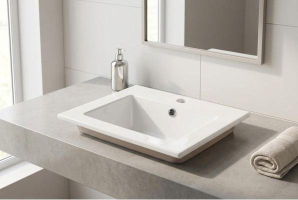 Lavabo lavabo in ceramica bianco da appoggio.