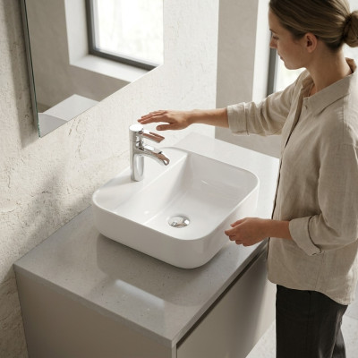 Lavabo in ceramica bianco a piani lavabo a incasso