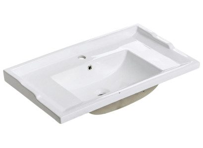 Lavabo da appoggio in ceramica bianco decorativo.