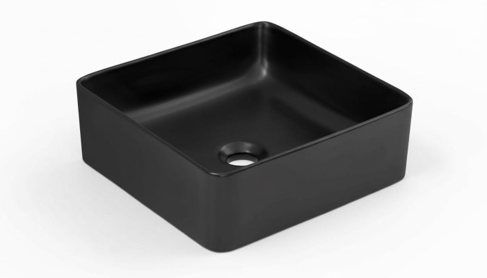 Lavabo nero da appoggio su piano tavolo lavabo in ceramica