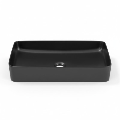 Lavabo in ceramica nera per piano d'appoggio lavabo.