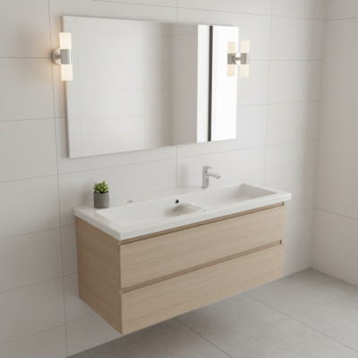 Doppio lavabo in ceramica con mobile lavabo integrato bianco