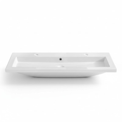 Doppio lavabo in ceramica con mobile lavabo integrato bianco