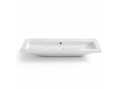 Doppio lavabo in ceramica con mobile lavabo integrato bianco