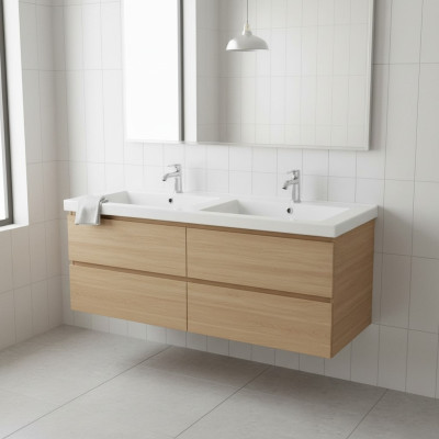 Doppio lavandino da bagno in ceramica, lavabo, lavabo da appoggio.
