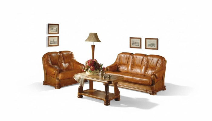 Divano set 3+2 posti in pelle 100% italiana.