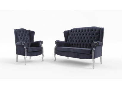 Classico set di divani Chesterfield 3+1+1 posti in velluto imbottito, nuovo