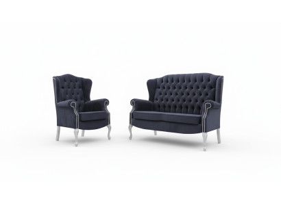 Classico set di divani Chesterfield 3+2+2 posti in velluto imbottito nuovo