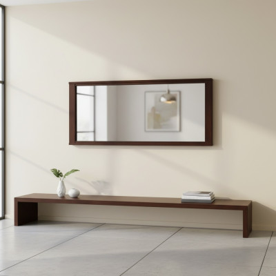 Specchio grande da parete moderno con cornice in legno reale.