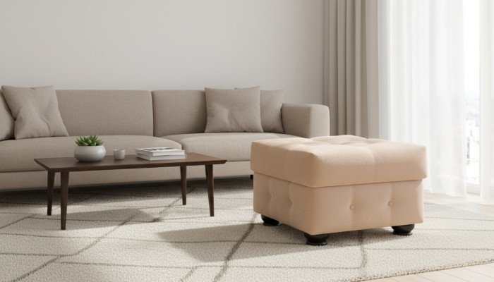 Pouf XXL Club Lounge Poggiapiedi in Tessuto Design Ottomano Pufa Nuovo